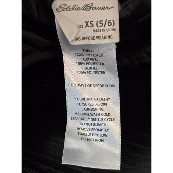 Eddie Bauer BOYS Black Camoflauge Reverable Sherpa Puffer Hooded Jacket XS 5/6 - Picture 5 of 5